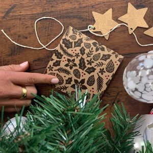 Kraft Christmas Cards | Holly Pattern